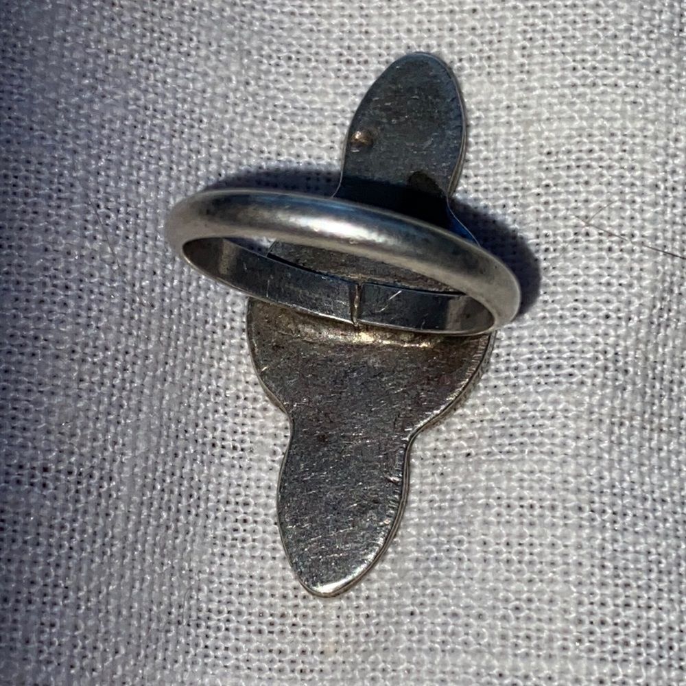Vintage Southwestern Navajo Turquoise Coral & Sterling Silver Old Pawn Ring - Picture 12 of 14